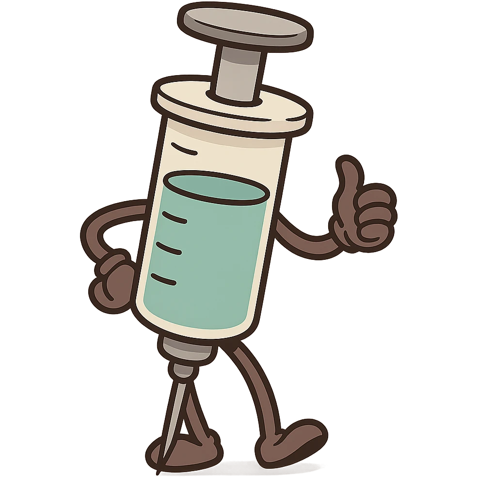 cartoon style syringe, no face emoji