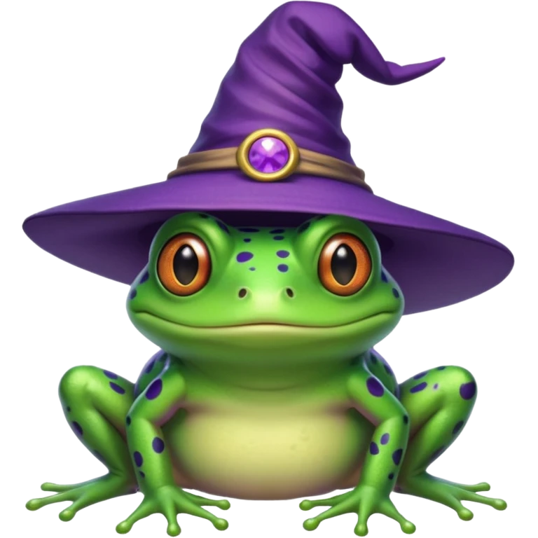 frog wear purple wicth hat emoji
