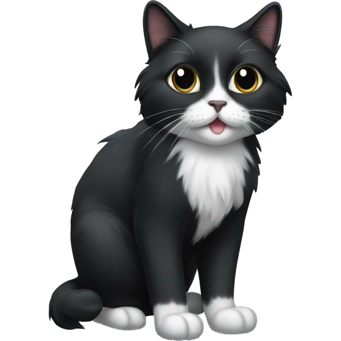 black long hair cat with black and white muzzle emoji