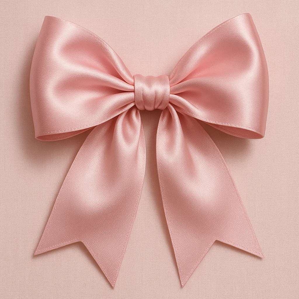coquette style pink bow, satin texture, elegant and girly emoji