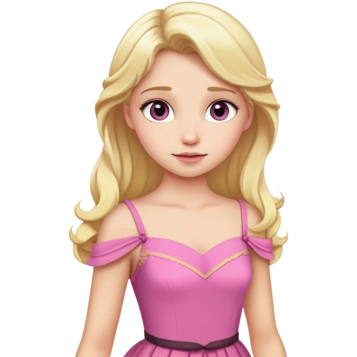Aurora princess in pink dress with blonde hair emoji