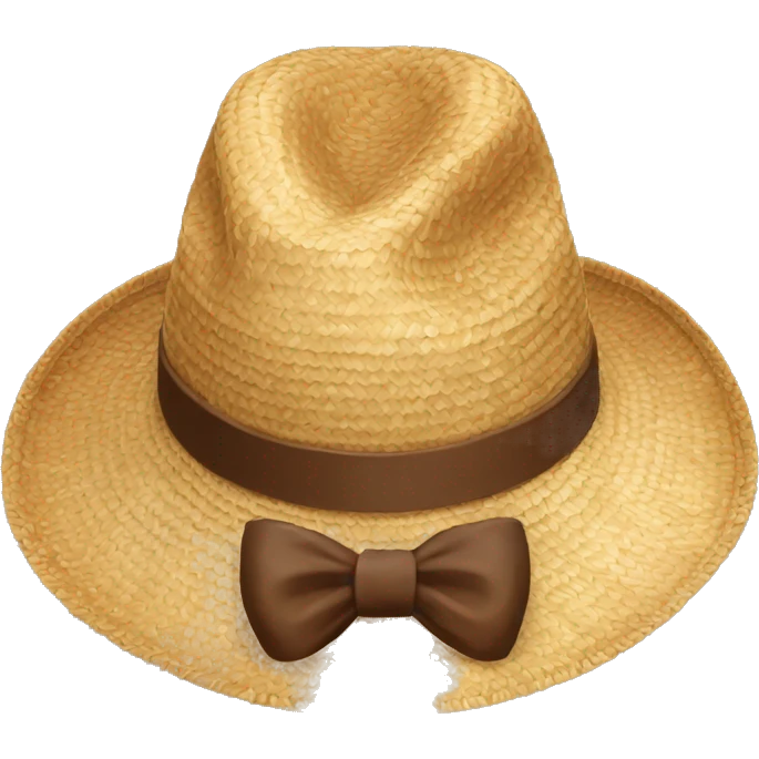 straw hat with bow brown emoji