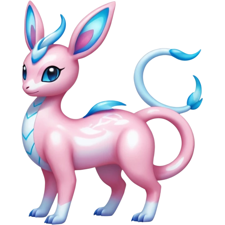 Shiny Sparkly Iridescent Bioluminescent Glowing Lumineon-Amaura-Dragonair-Sylveon-Fakémon-hybrid-creature (full body)  emoji