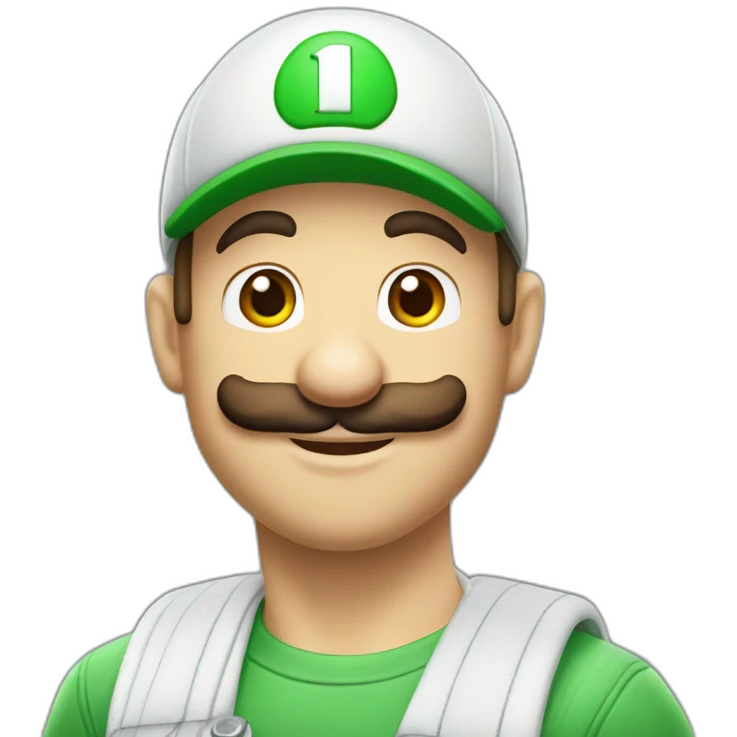 Luigi bros in white overalls And white cap emoji