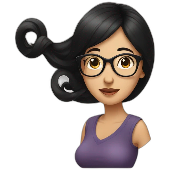black hair glasses pregnant lady leaning over emoji