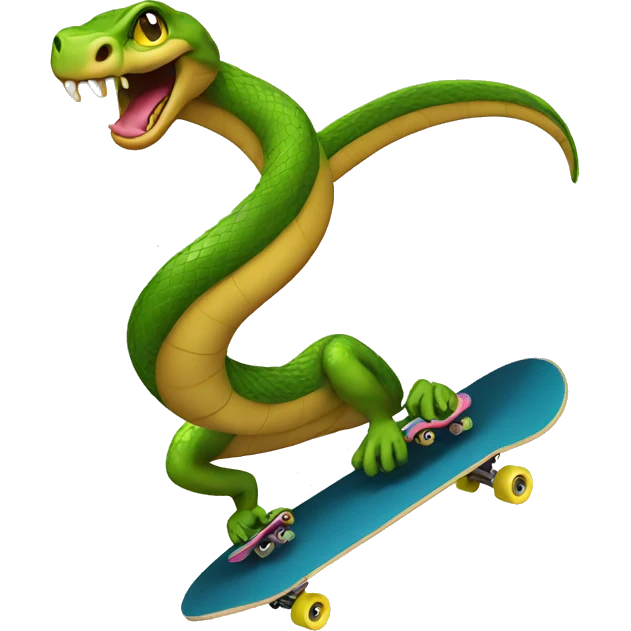 Snake doing a trick on a skateboard  emoji