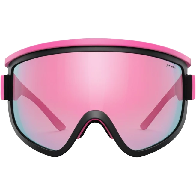 sporty pink shield visor sunglasses with thick frame and reinforced corners, armored robust look, massive build, one-piece lens with protective coating emoji