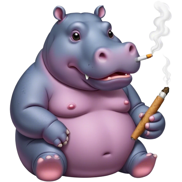 Hippo smoking a joint  emoji