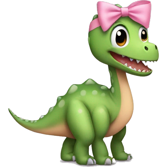 Dinosaur with a baby pink bow on emoji