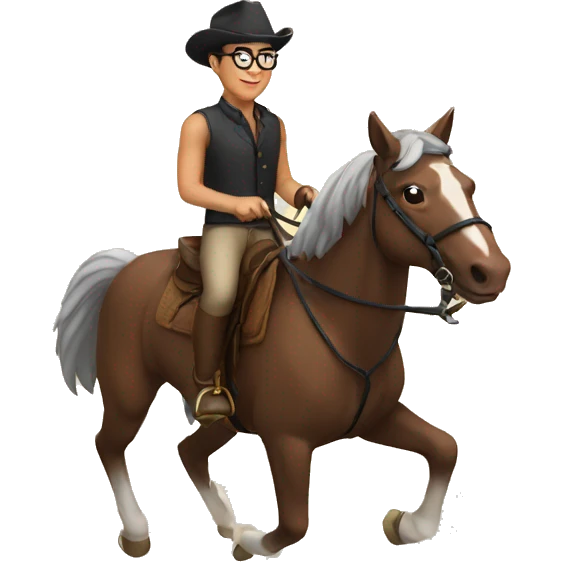 Man with glasses riding horse emoji