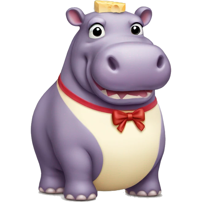 Cheese hippo with a bow on emoji