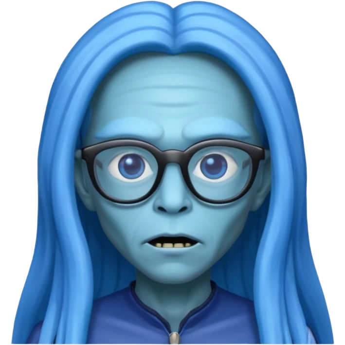 long-haired alien with glasses, blue skin emoji