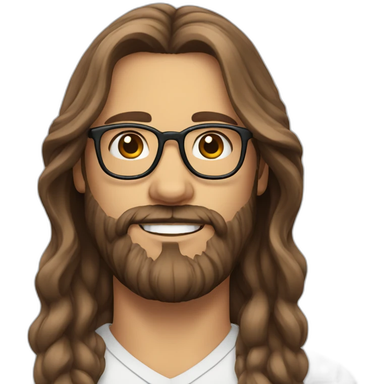 Scandinavian with long brown hair a beard and glasses emoji
