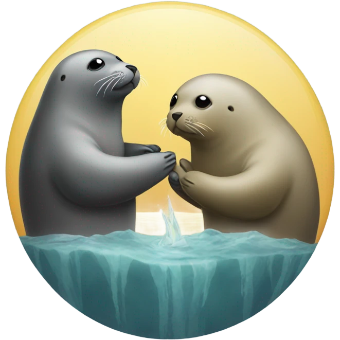 Seals praying to golden seal emoji