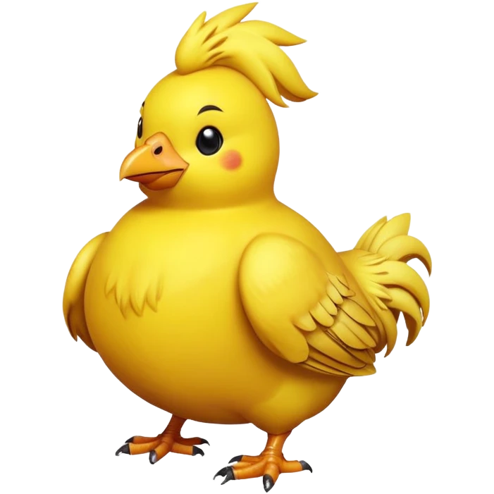 Fat chocobo from Final Fantasy, round plump yellow bird sitting emoji