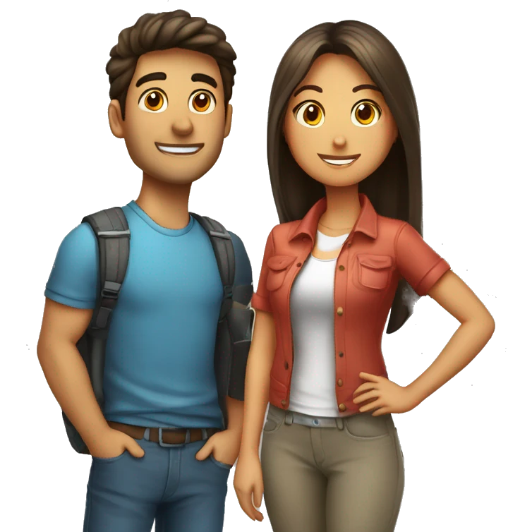 dos estudiantes chico y chica mirando al frente emoji