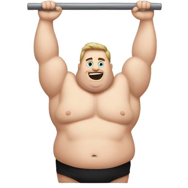 fat white guy shirtless doing pull ups emoji