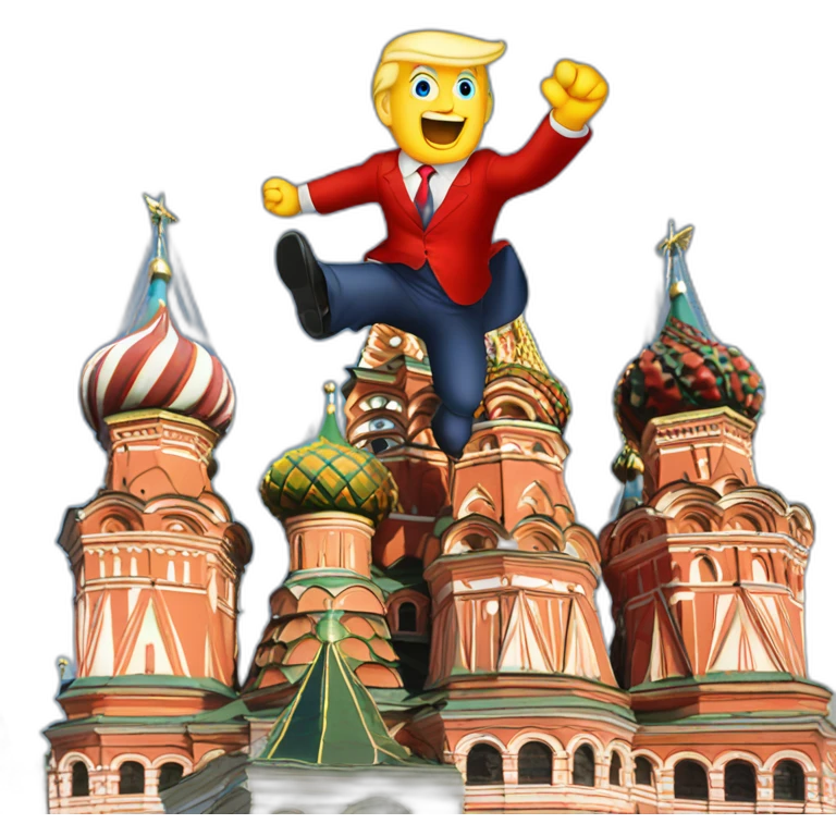 Trump jumping up on the red square in moscow emoji