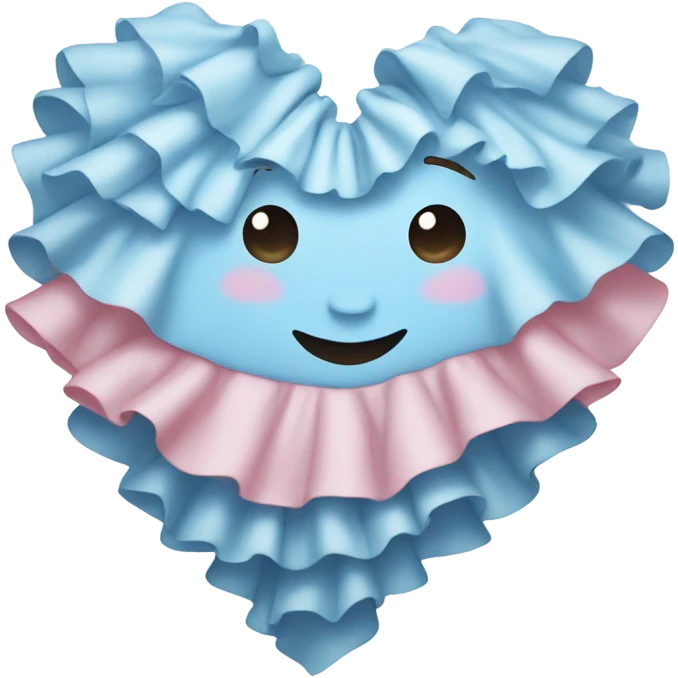 Light blue, light pink, and white ruffled heart emoji