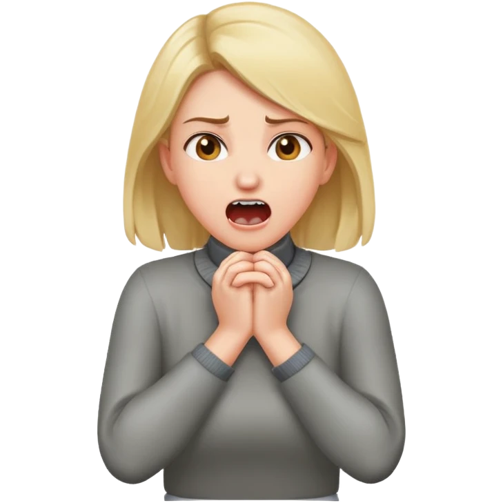 yelling girl two arms crossed on neck emoji