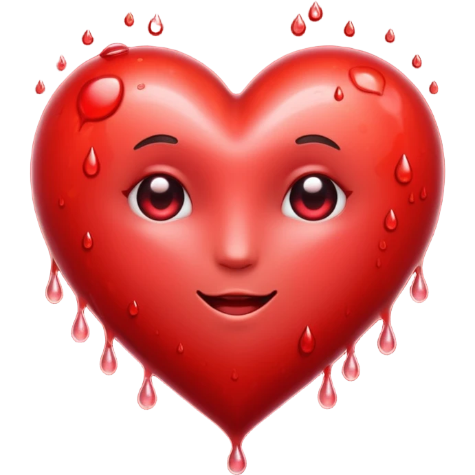 A few drops of blood and a bright red heart emoji