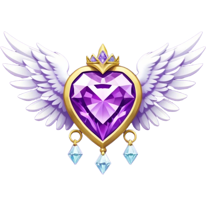 holy diamond emblem with white wings and purple diamond in the middle emoji