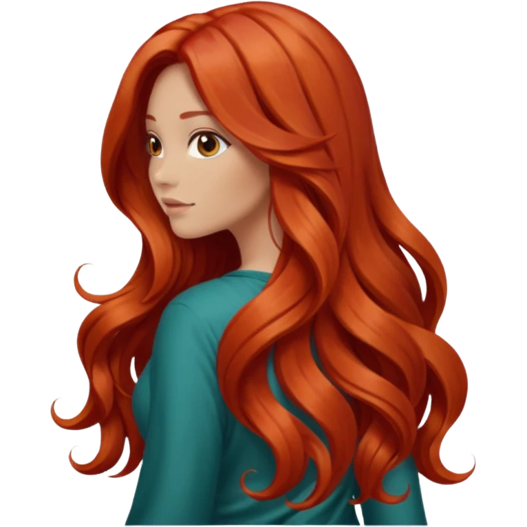 back view of long red hair emoji