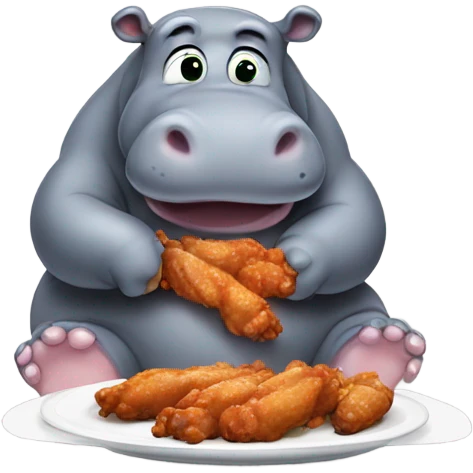 Hippo eating wings emoji
