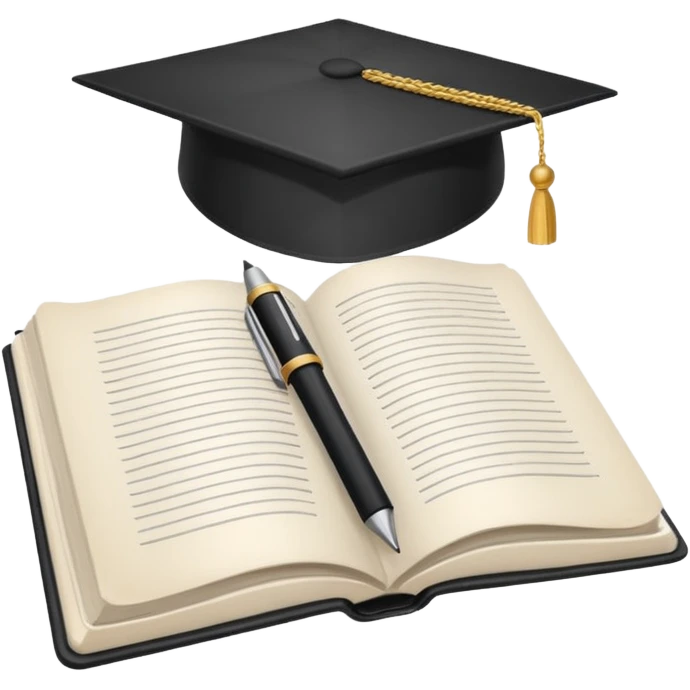 "A white open book,The pen should be positioned as placed exactly in the center between the pages.  if held by a right-handed person - meaning the direction is reversed compared to a left-handed grip. The pen should be uncapped, and the cap placed behind it." emoji