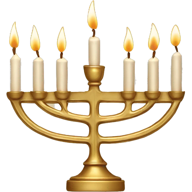 Gold Menorah with 4 candles on the left and right side emoji