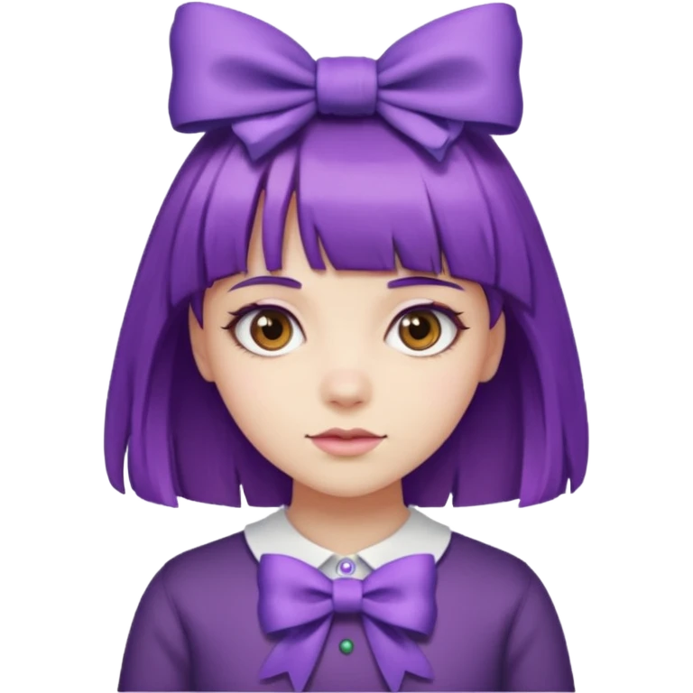 girl with bangs and purple hair and bow emoji