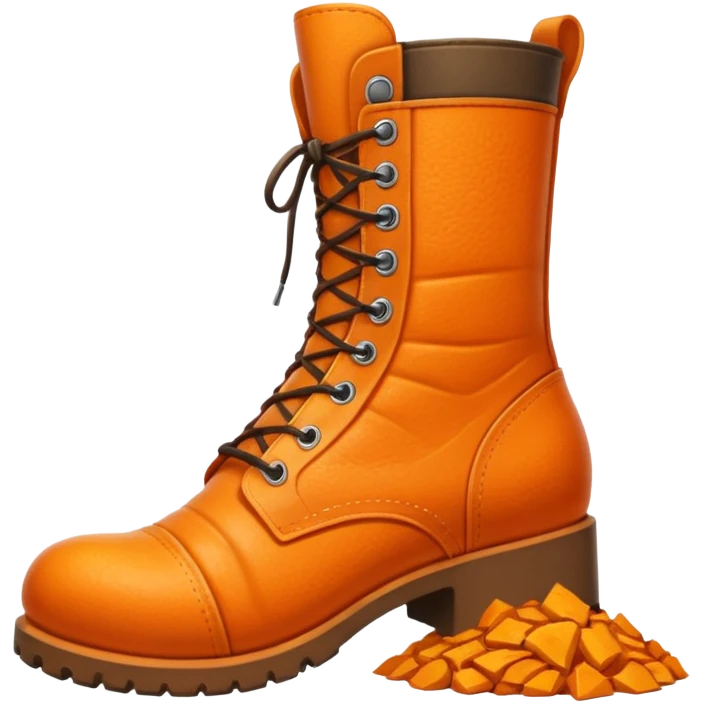 Giant orange boot crushing a person beneath it emoji