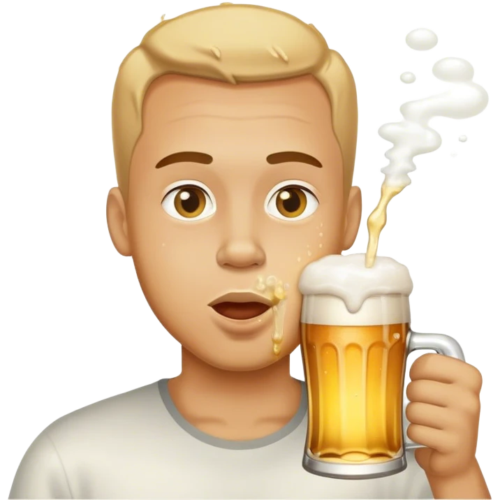 A guy chugging a beer emoji
