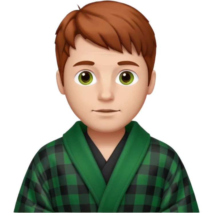 redish brown haired man with a black and green checked robe emoji