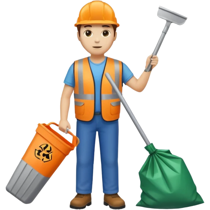 waste-management, safety vest, trash picker, cleaning up trash, full body emoji