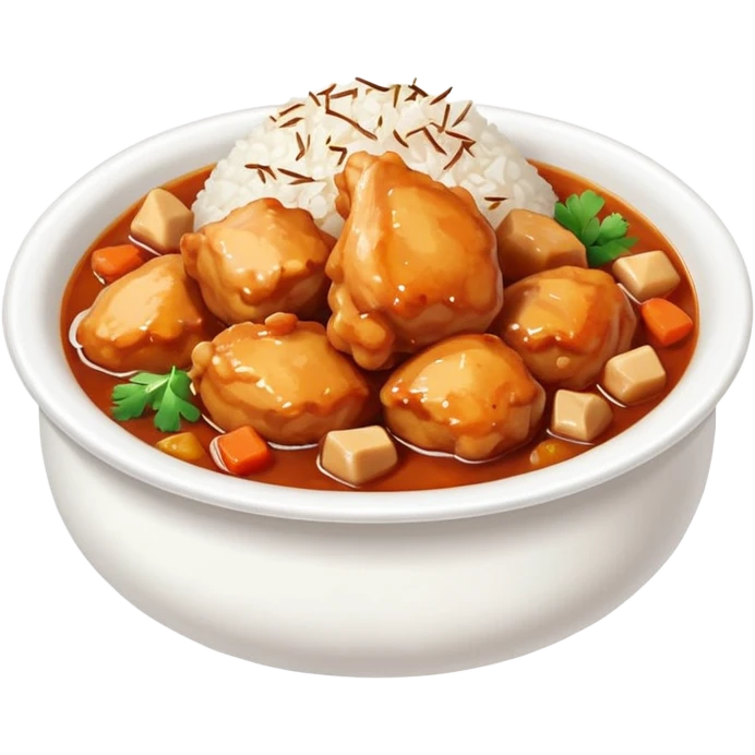 stew chicken chunkc with white rice emoji