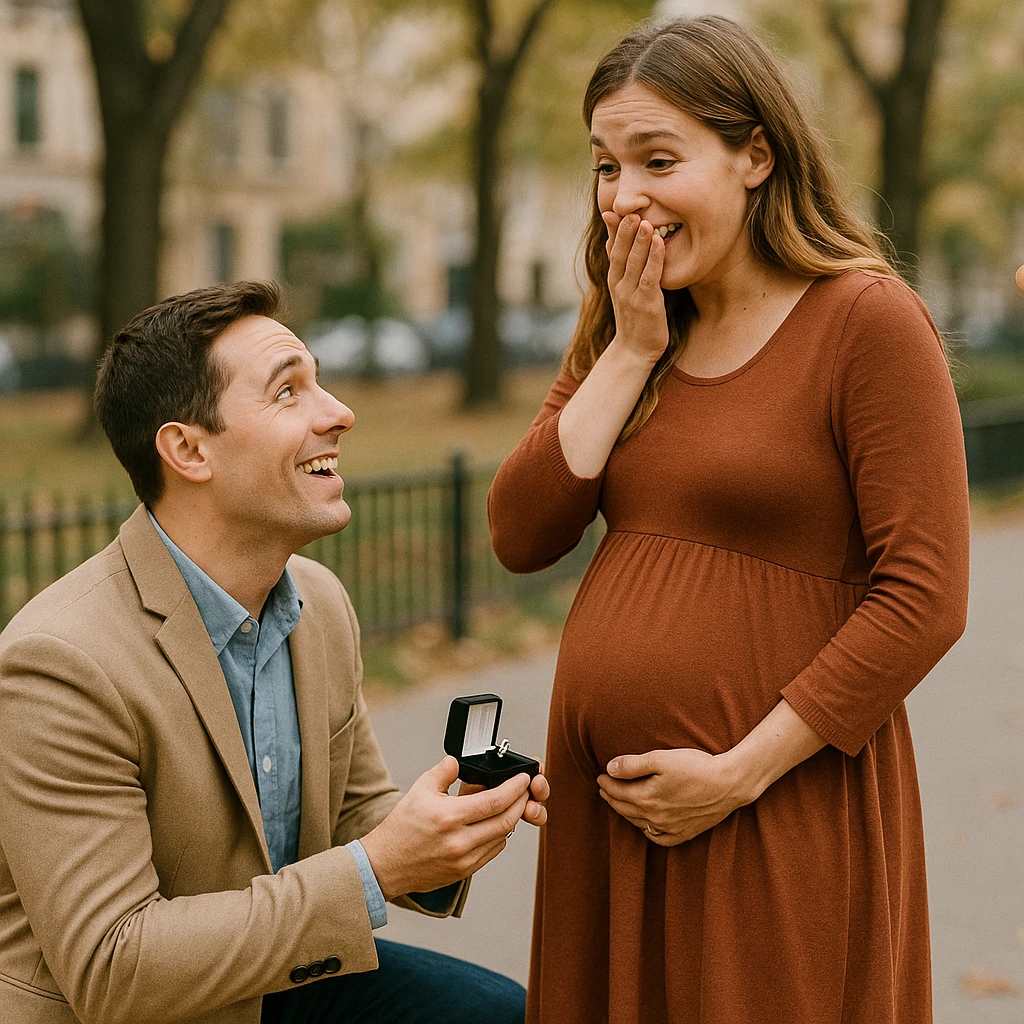 man proposing to his girlfriend and finding out she is pregnant emoji