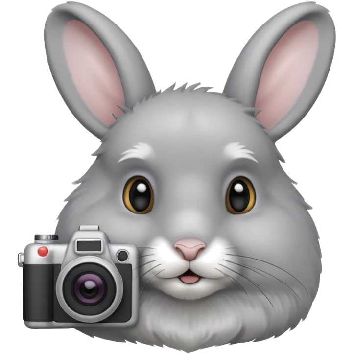 gray rabbit white camera emoji