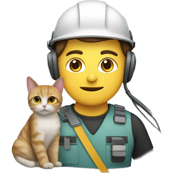 Electrical engineer with helmet with cat ears on helmet emoji