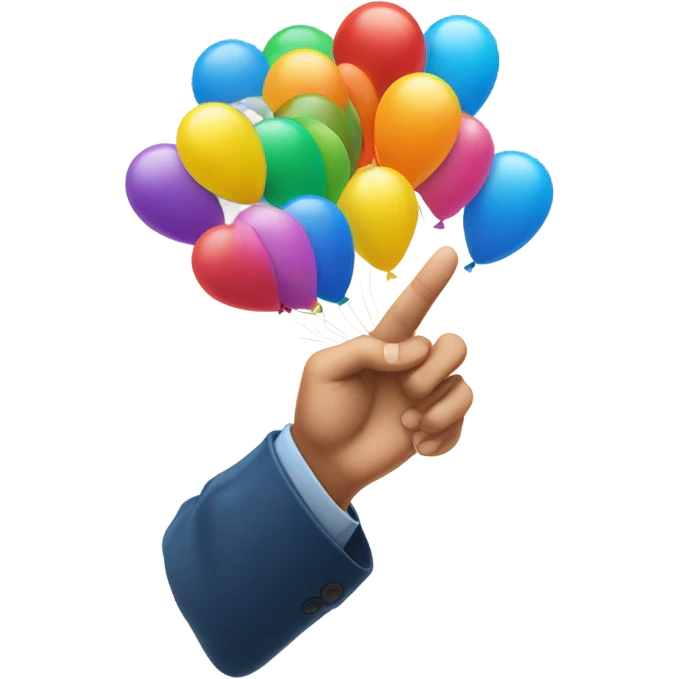 right hand + balloons fly emoji