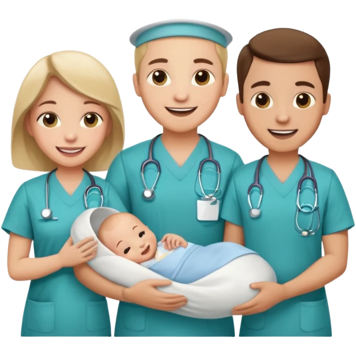 Create Happy & celebrating team faces for a hospital with a newborn saved emoji