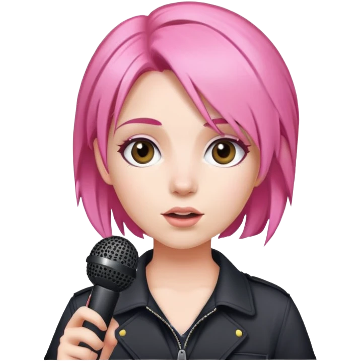 girl with pink hair microphone emoji