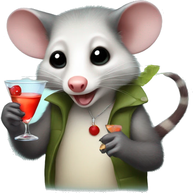 Opossum holding a martini emoji