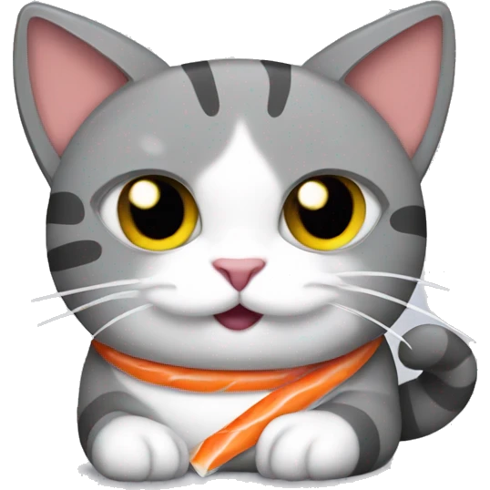 grey cat in a sushi emoji