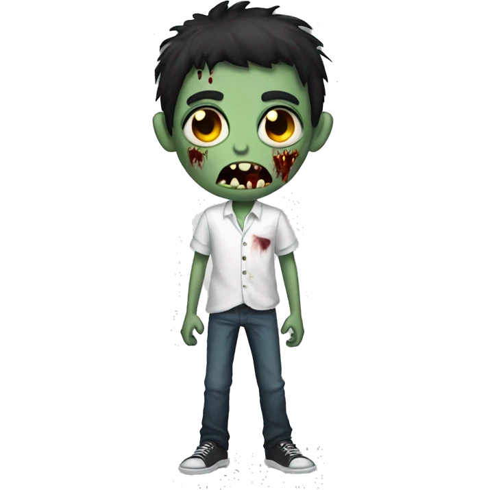 teen boy zombie with dark hair and white shirt emoji