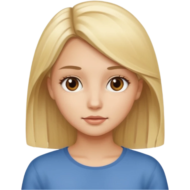 a pretty blonde girl with straight hair and brown eyes emoji