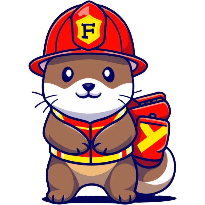 brave otter firefighter rescuing someone emoji
