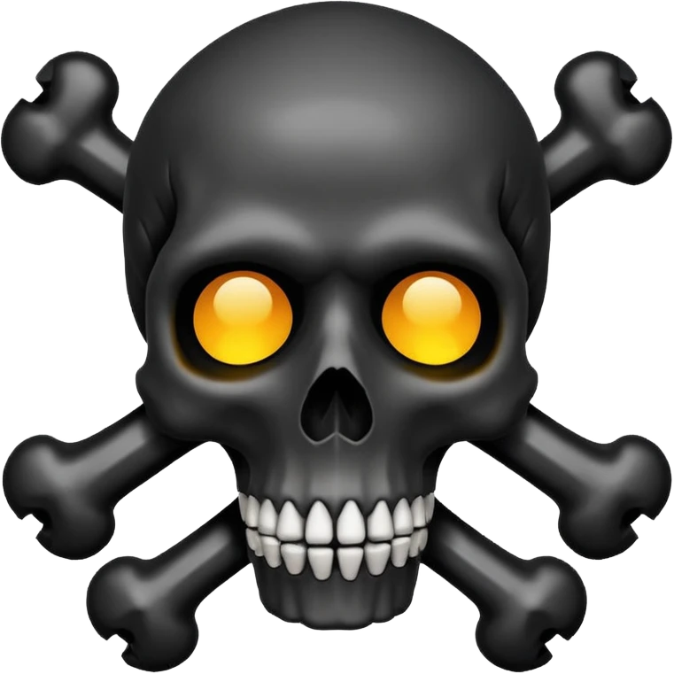 caution skull, black color, X shape bones behind the skull emoji