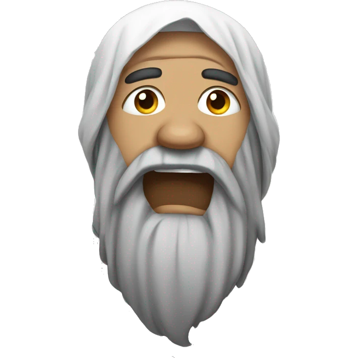 a muslim man wearing a white rope and beard crying emoji