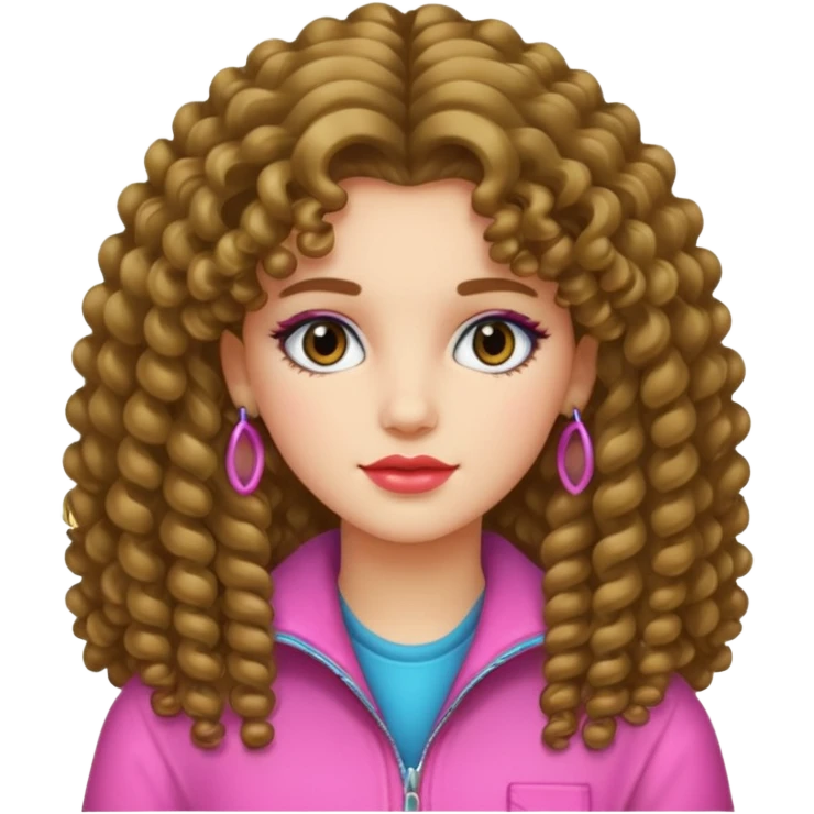 80s girl, long permed hair, 80s clothing emoji